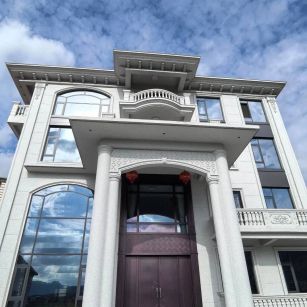 遂宁白麻别墅外墙干挂石材效果示例