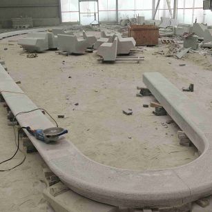 遂宁 芝麻白花岗岩弧形花坛石，坐凳石