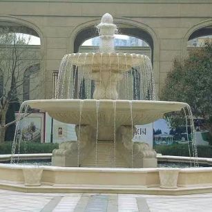 遂宁 黄金麻花岗岩异型加工——户外庭院石雕流水喷泉