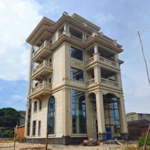 遂宁 黄金麻花岗岩石材别墅外墙干挂搭配（雕花栏杆花瓶柱门楼罗马柱）