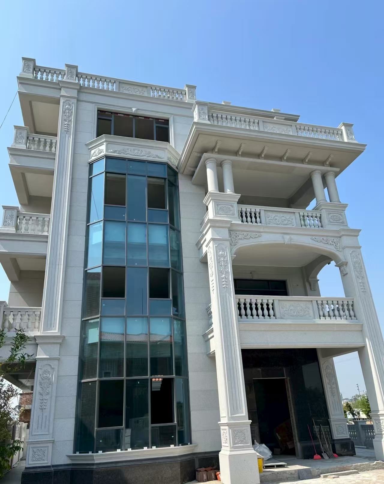 遂宁 白麻花岗岩别墅外墙干挂效果展示