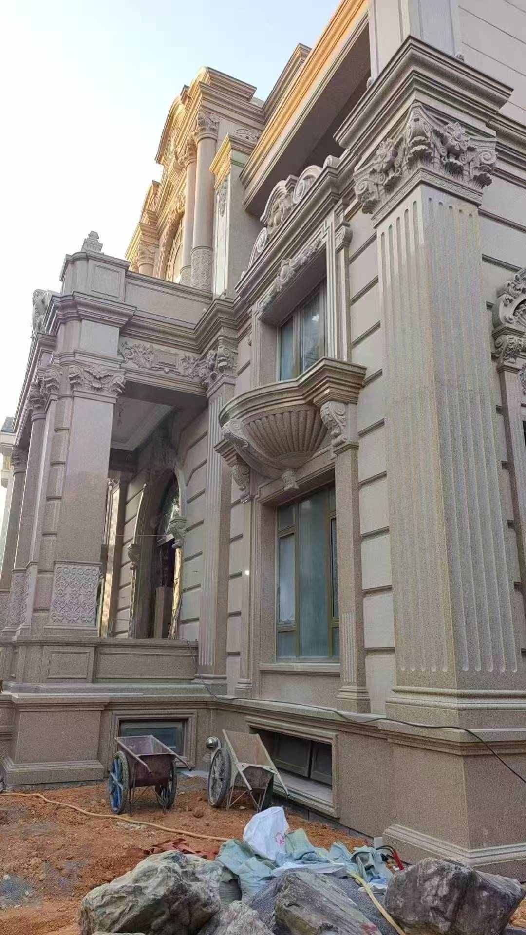 遂宁 黄金麻花岗岩光面别墅外墙干挂施工完成