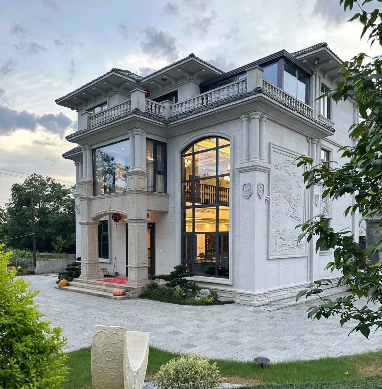 遂宁 白麻花岗岩私人别墅干挂石材豪华定制