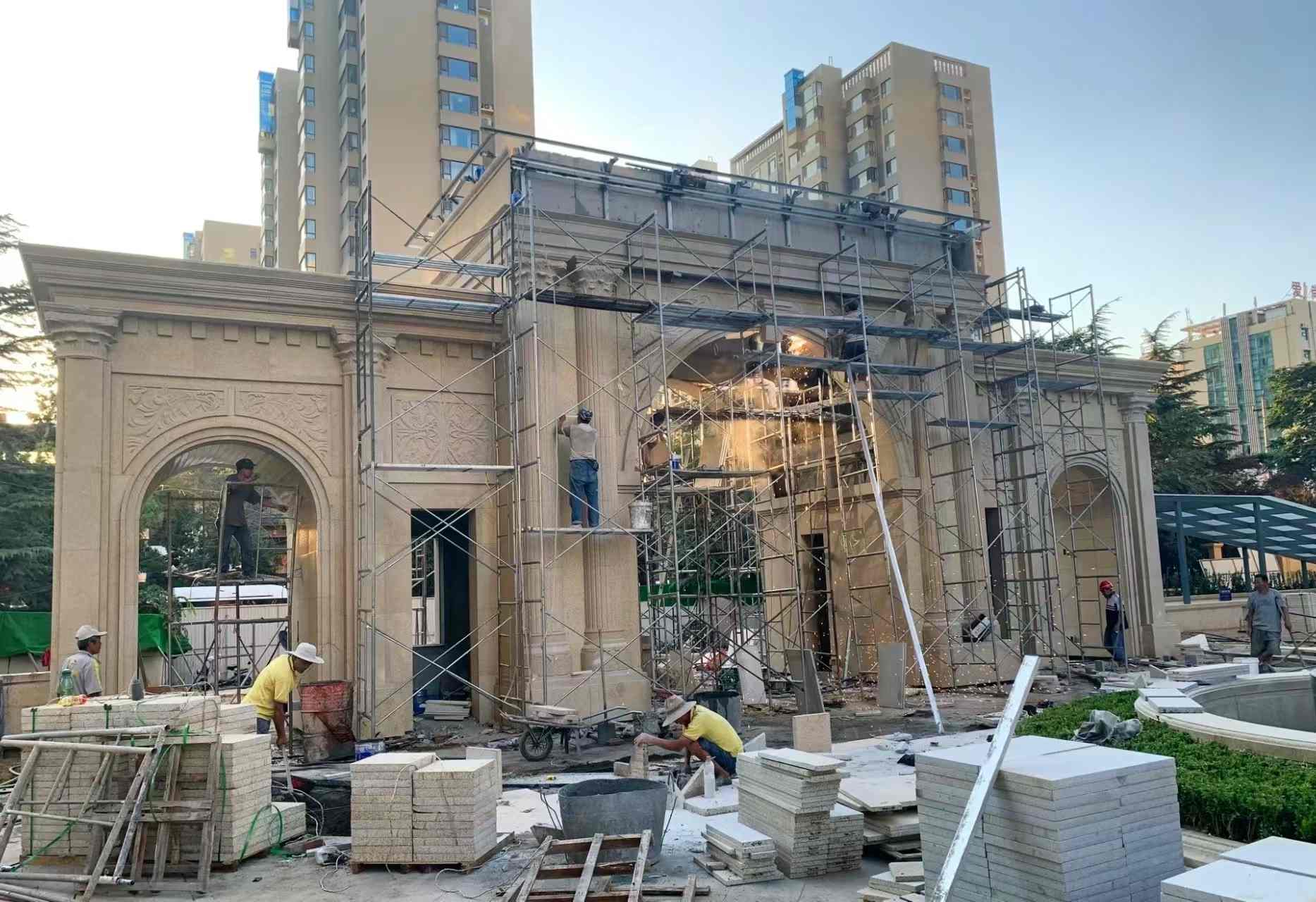 遂宁 黄金麻荔枝面花岗岩小区门楼外墙干挂