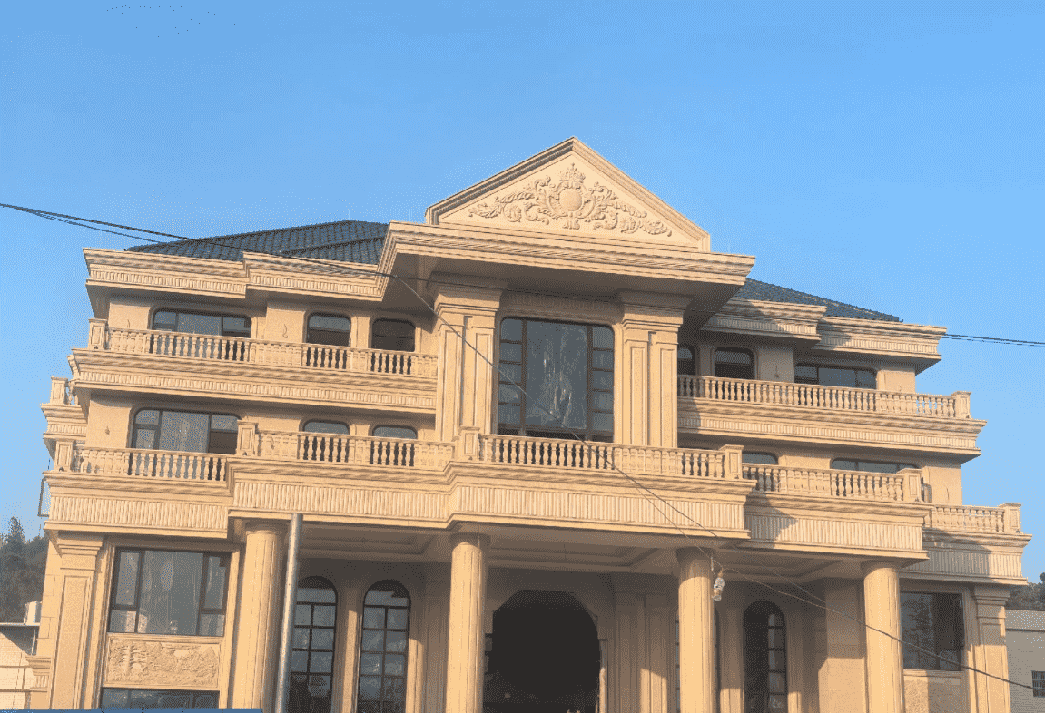 遂宁黄金麻别墅外墙干挂石材效果示例